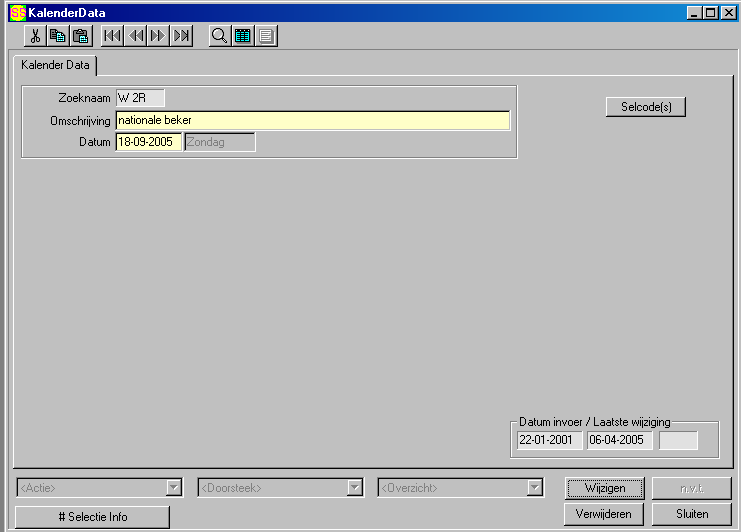 detailscherm Kalenderdata